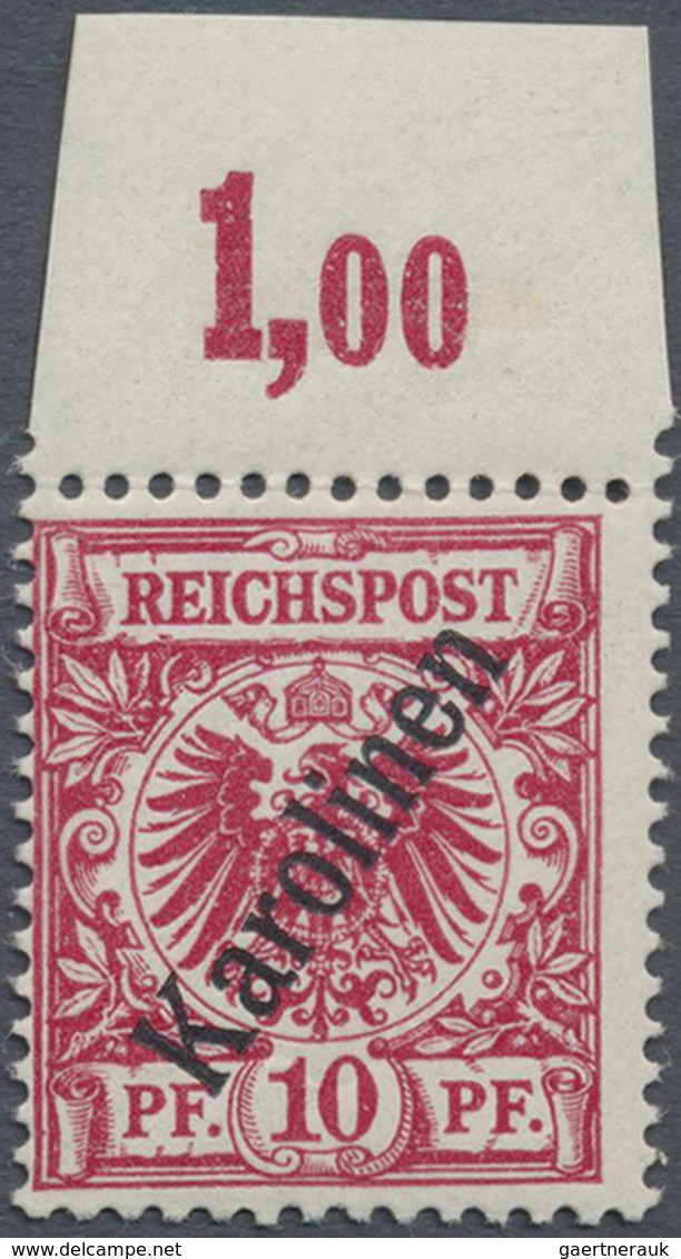 ** Deutsche Kolonien - Karolinen: 1900, 10 Pfg. Steiler Aufdruck Lilarot (hellzinober Quarzend), Farbfr - Karolinen