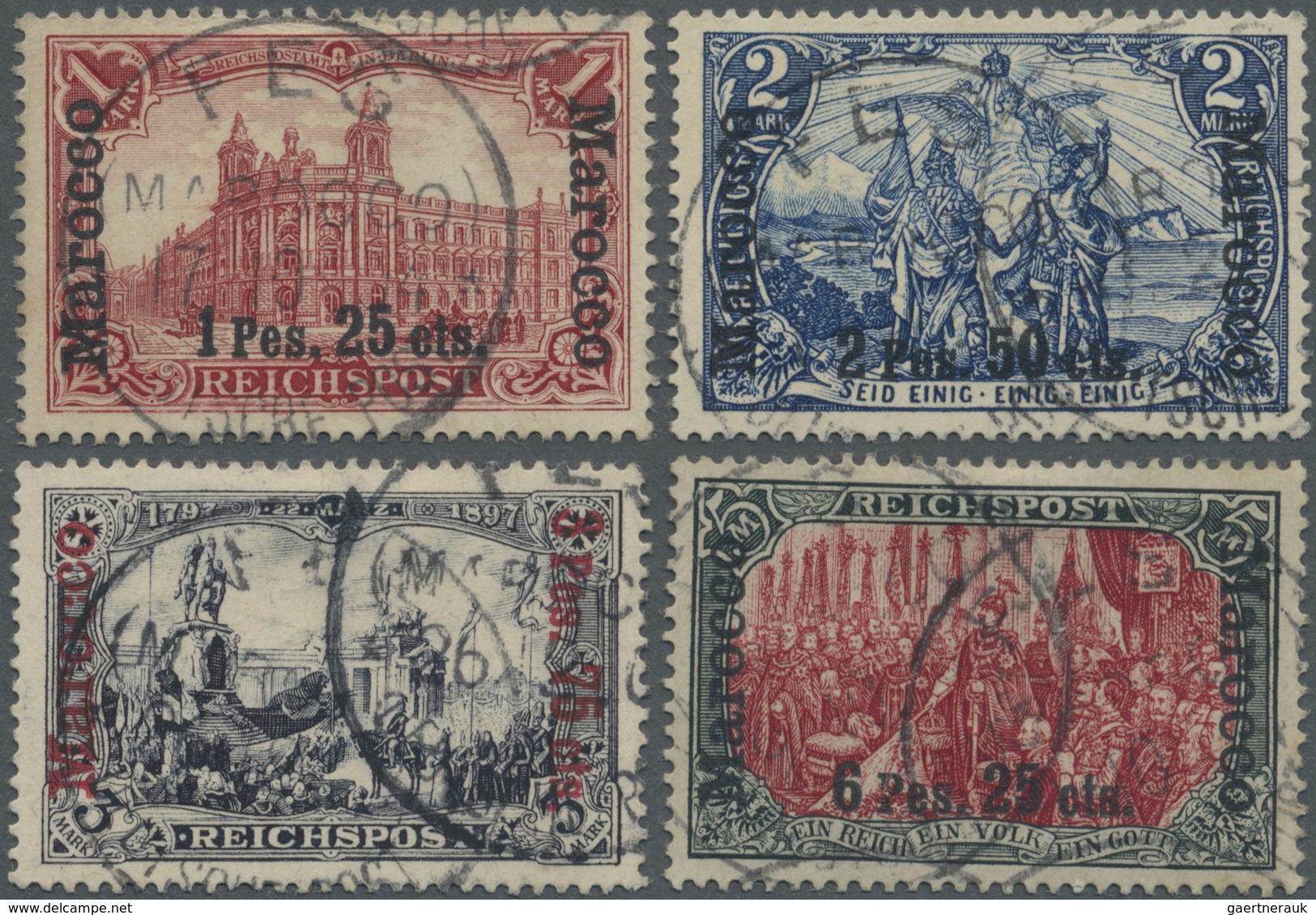 O Deutsche Kolonien - Karolinen: 1903, 1Pia 25C Bis 6Pia 25C Aufdruckwerte In Type II Gestempelt, Teil - Carolines