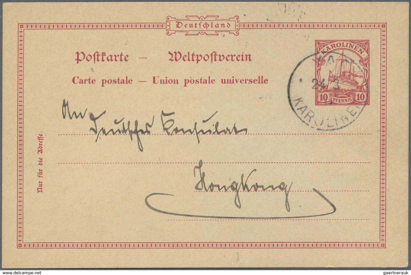 GA Deutsche Kolonien - Karolinen - Besonderheiten: 1911 (24.3.), Stempel "YAP * KAROLINEN *" Auf 10 Pfg - Isole Caroline