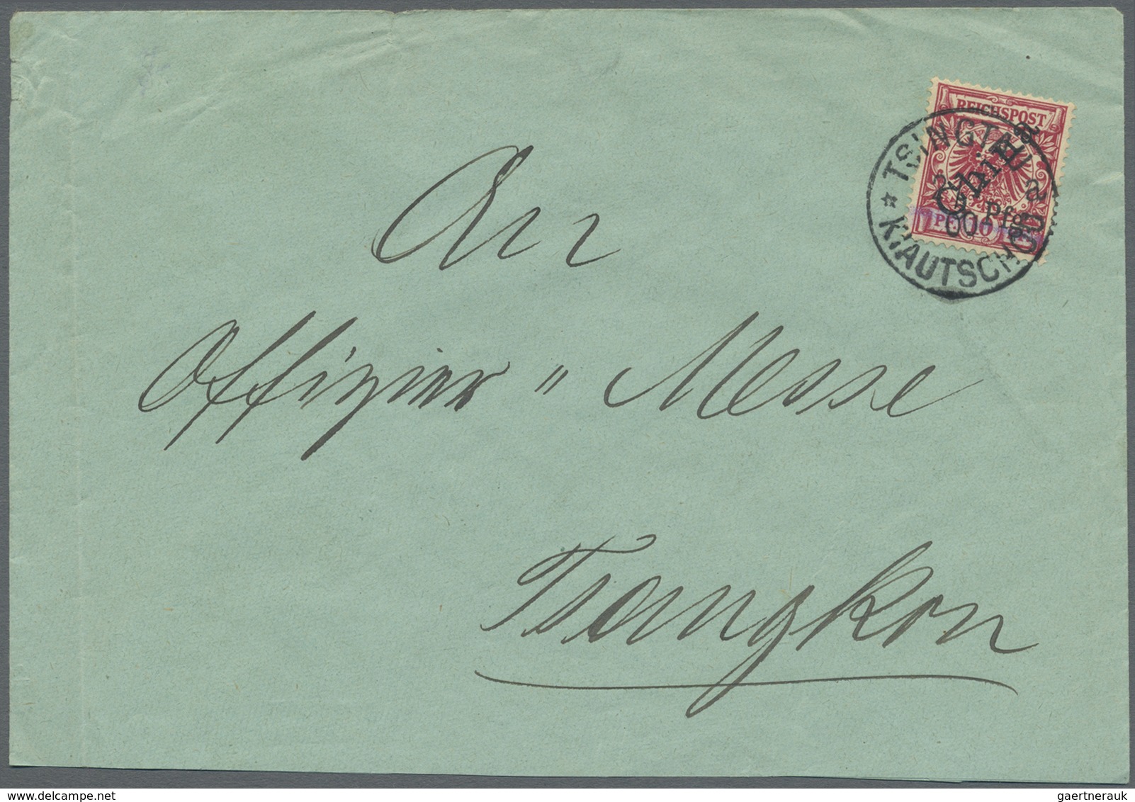 Br Deutsche Kolonien - Kiautschou: 1900. EF 5 Pf Type 1 Auf Brief "Tsingtau 2.7.00". Vertikaler Bug Lin - Kiautschou