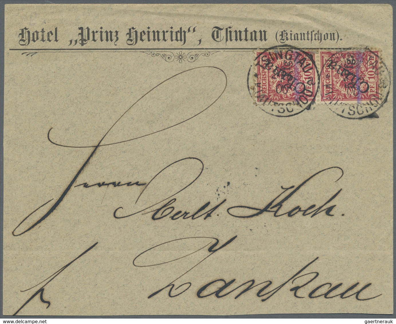 Br Deutsche Kolonien - Kiautschou: 1900. Firmenbrief (Hotel 'Prinz Heinrich', Tsintau) Mit Angegebener - Kiautschou