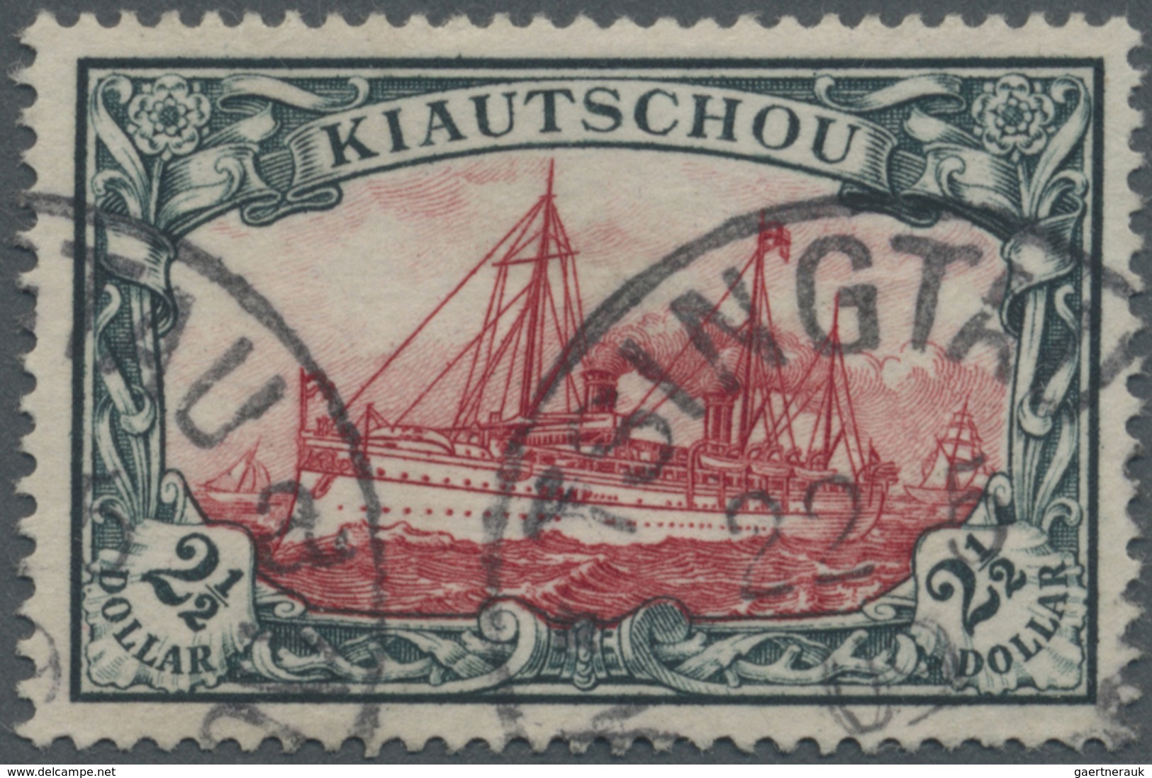 O Deutsche Kolonien - Kiautschou: 1905, 2 1/2 $ Grünschwarz/dkl'karmin Gez. 26:17 Sauber Entwertet Mit - Kiautschou