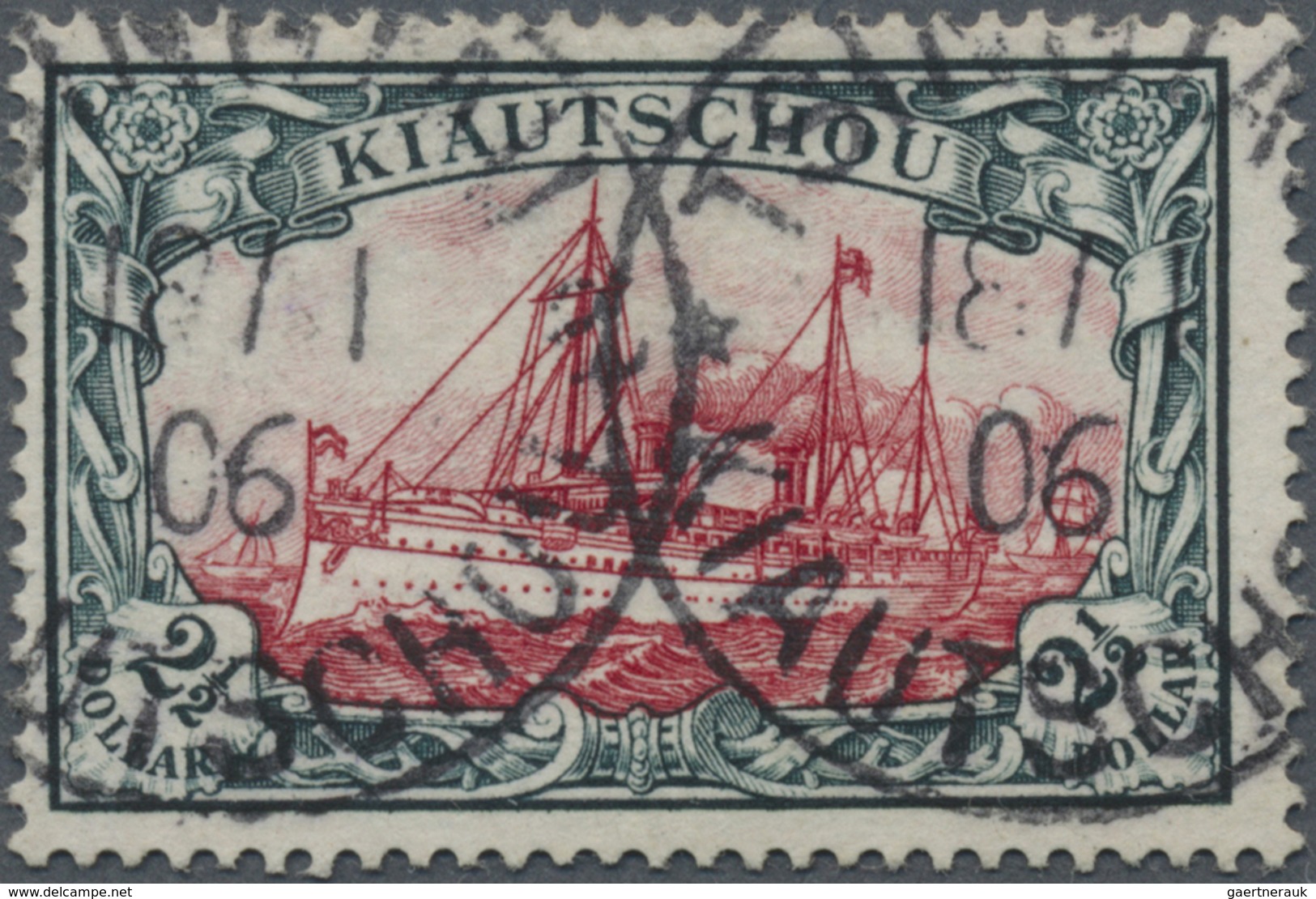 O Deutsche Kolonien - Kiautschou: 1906. 2½ $ Schiffstype, 26:17 Zähnungslöcher, Gestempelt "Tsingtau 1 - Kiautschou