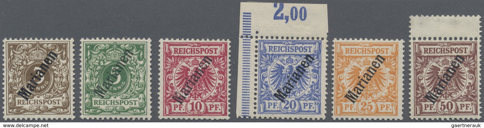 **/* Deutsche Kolonien - Marianen: 1900, 3 Pfg. - 50 Pfg. Freimarken, Kpl. Satz Postfrisch, 10 Pfg. Mit L - Mariannes