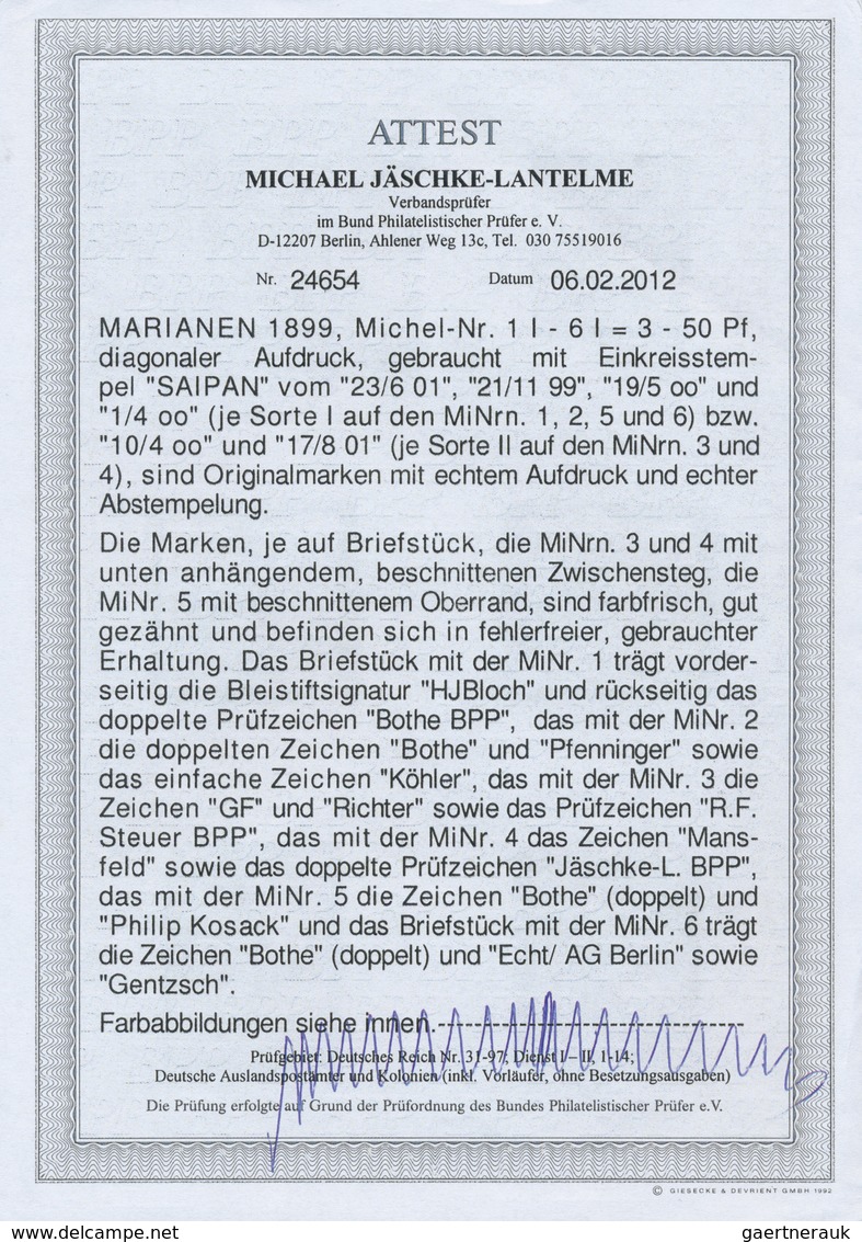 Brfst Deutsche Kolonien - Marianen: 1900. 25 Pf Krone/Adler Aufdruck "Marianen", Gestempelt "SAIPAN 19/5 ° - Isole Marianne