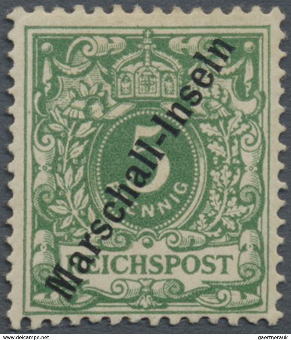 * Deutsche Kolonien - Marshall-Inseln: 1899, 5 Pfg. Grün, Steiler Aufdruck, Mehrfach Signiert U. A. Do - Marshall-Inseln