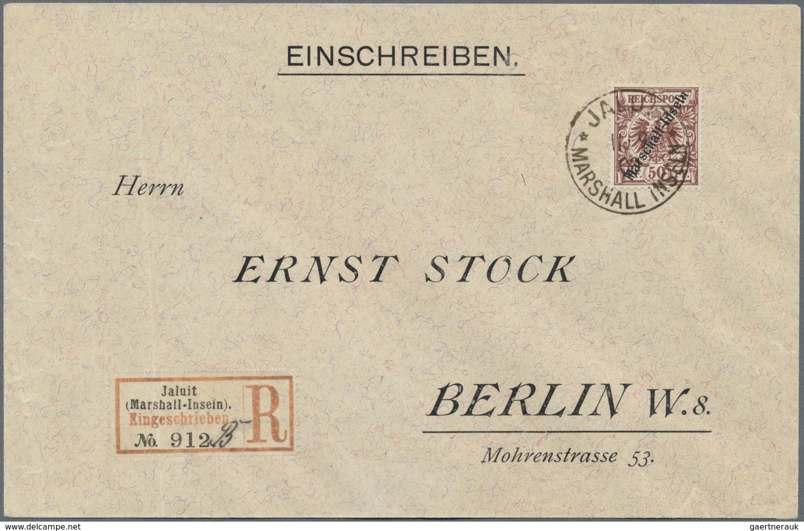 Br Deutsche Kolonien - Marshall-Inseln: 1899, Krone/Adler 50 Pf. Mit Aufdruck "Marschall-Inseln" Berlin - Isole Marshall