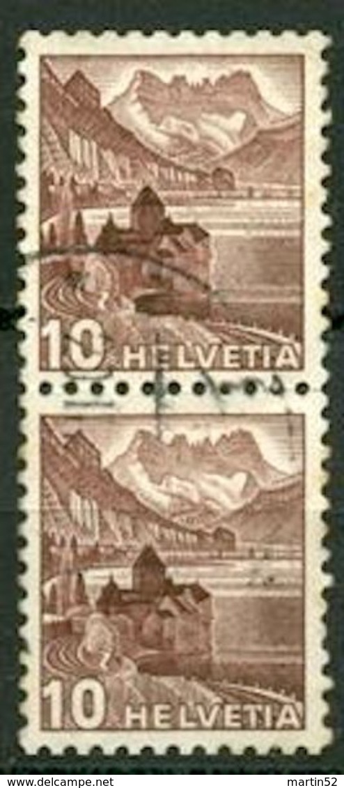 Schweiz Suisse 1939: Chillon Zu 242yRM.01 Mi 363ayR Im Paar (1 Davon Mit Nummer G0720) Mit O (Zu CHF 8.50 ++) - Rollen
