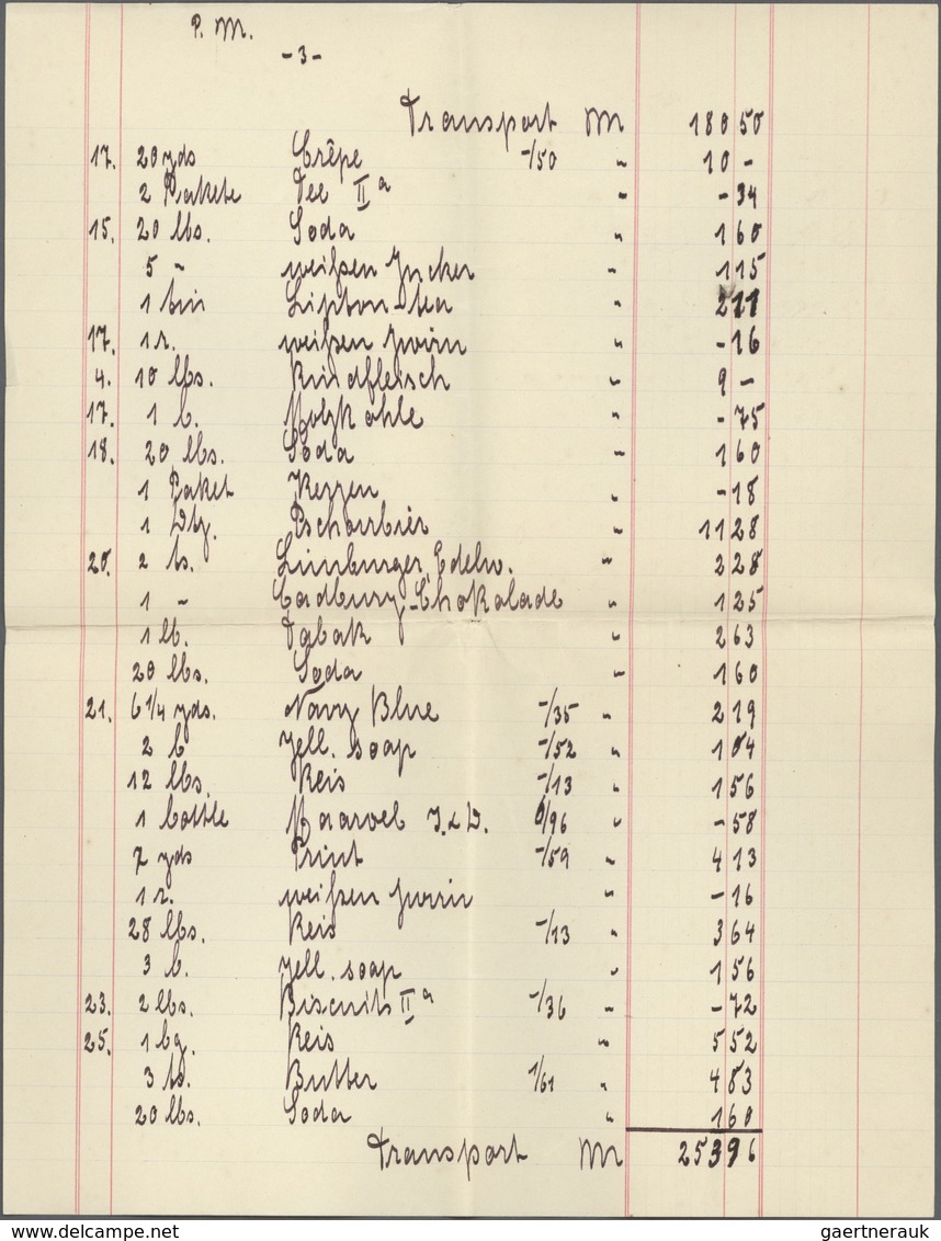 Deutsche Kolonien - Marshall-Inseln - Besonderheiten: 1911 Jaluit, 4-seitiger Rechnungsbogen  Der Ha - Marshall-Inseln