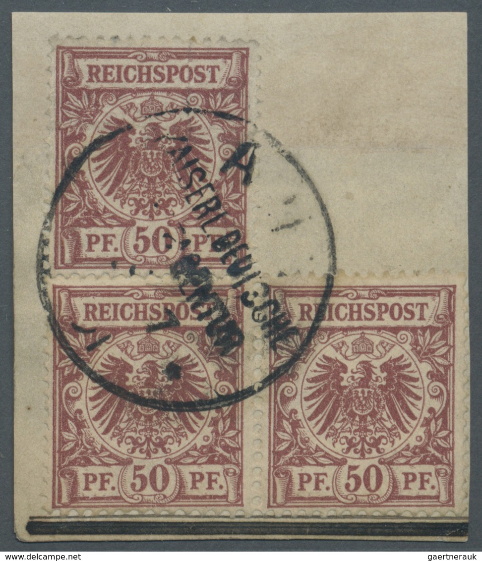 Brfst Deutsche Kolonien - Samoa - Vorläufer: 1891, 50 Pfg. Krone/Adler Braunrot, Einzelwert (kleiner Spalt - Samoa