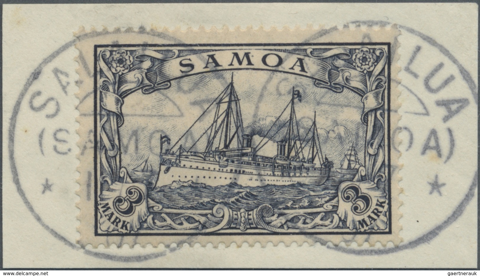 Brfst Deutsche Kolonien - Samoa: Perfektes Luxusstück 3 Mark Mit Gutem Stempel "SALAILUA" - Samoa