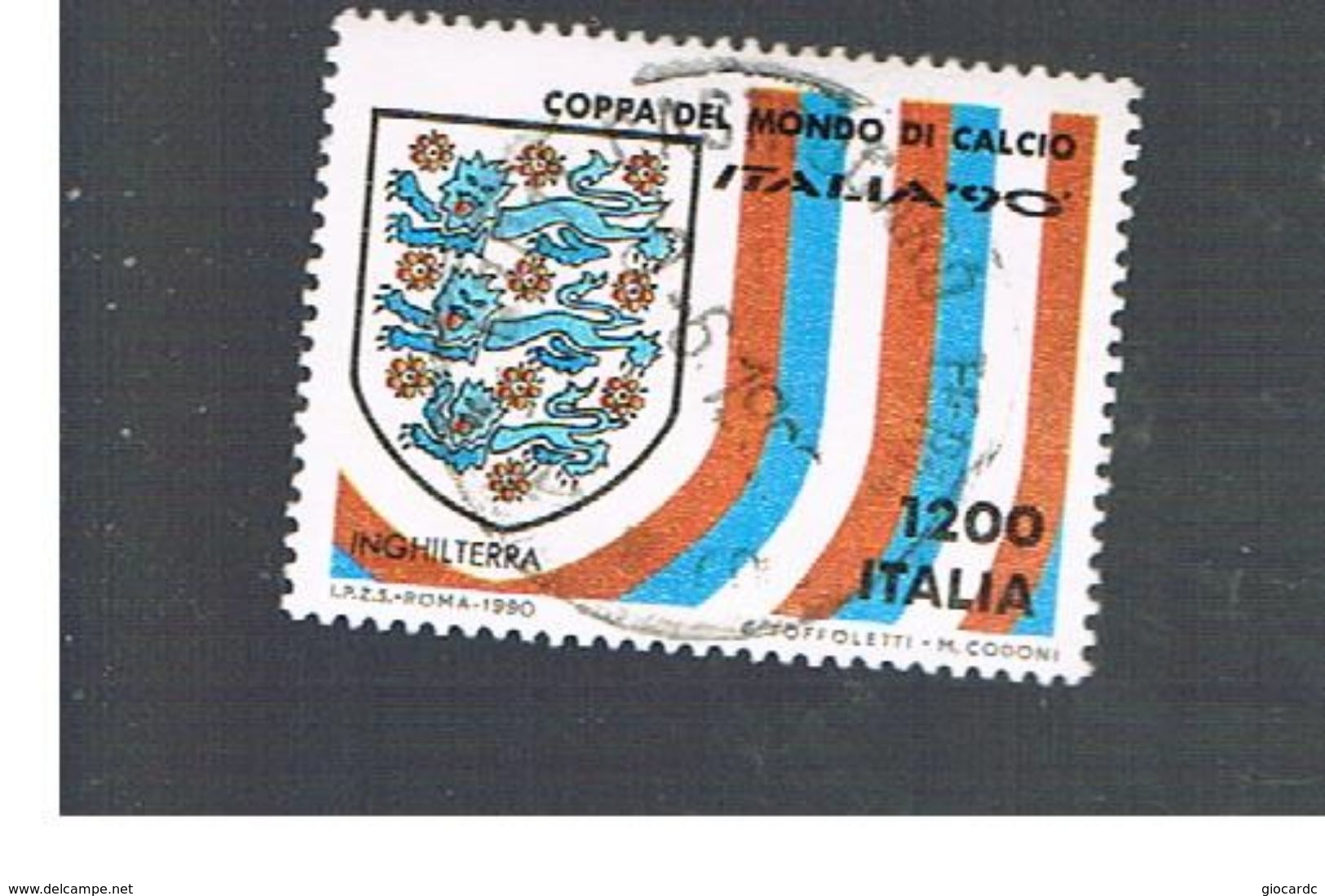 ITALIA REPUBBLICA  - SASS. 1920 -      1990    ITALIA 90: INGHILTERRA  -      USATO  - RIF. 30705 - 1981-90: Usados