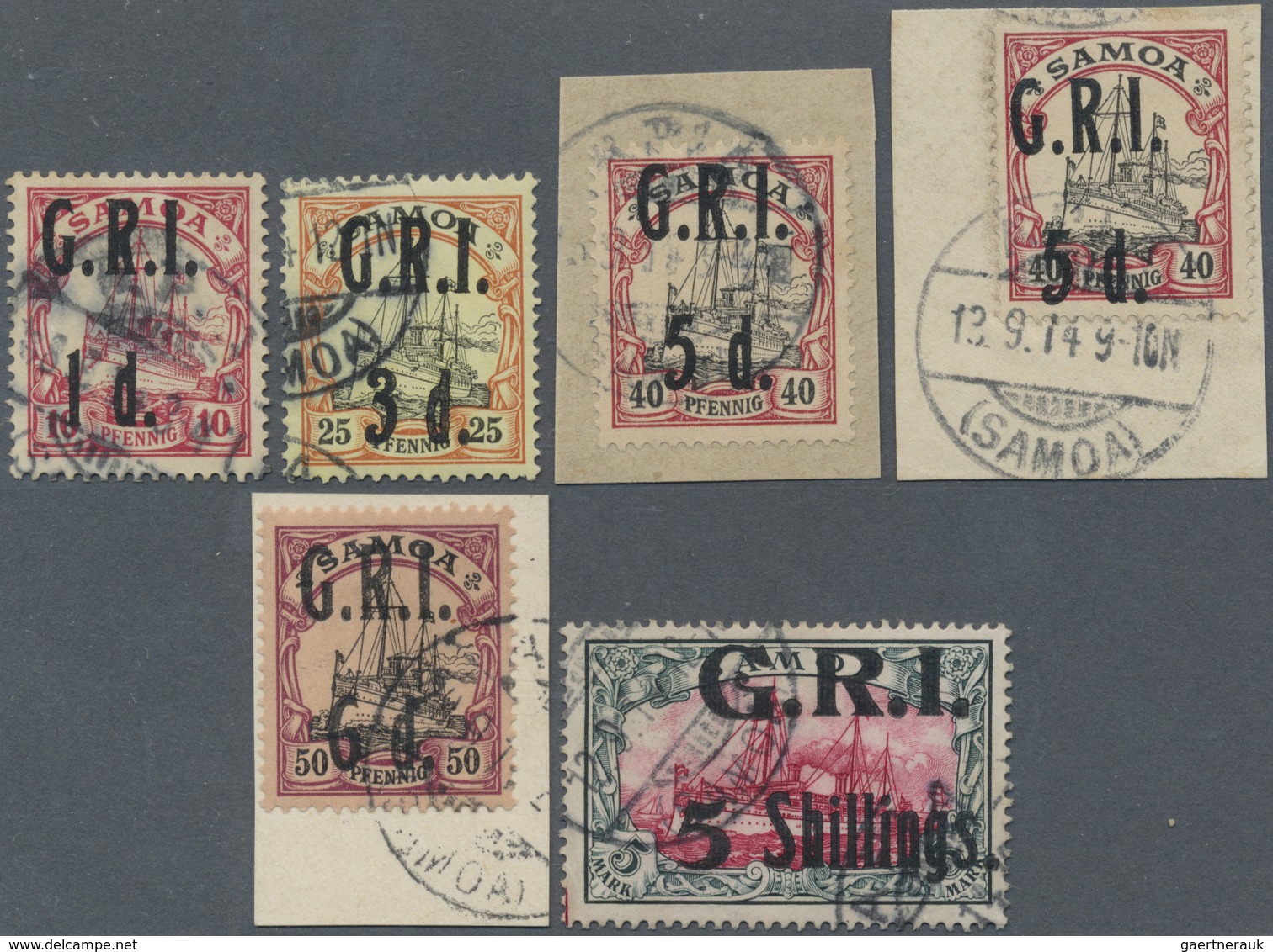 O/Brfst Deutsche Kolonien - Samoa - Britische Besetzung: 1914. Lot Von 6 Sauber Gestempelten Marken Britisch - Samoa