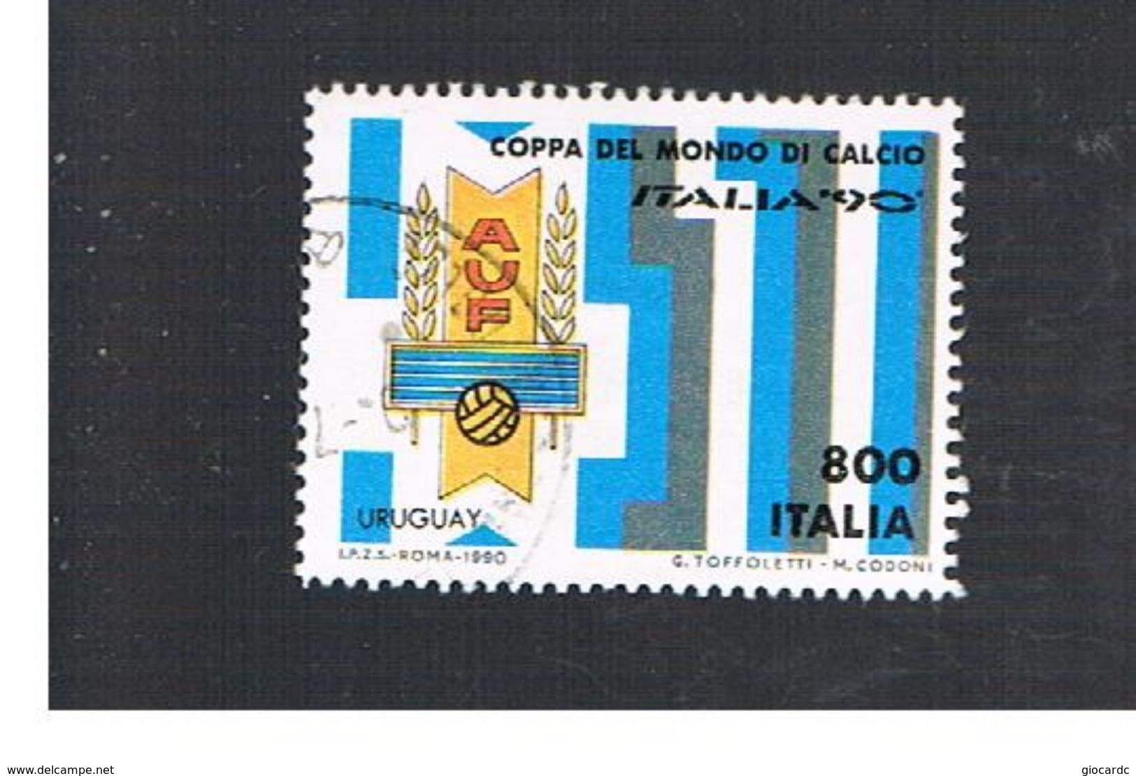 ITALIA REPUBBLICA  - SASS. 1915 -      1990    ITALIA 90: URUGUAY  -      USATO -  RIF.  30710 - 1981-90: Usados