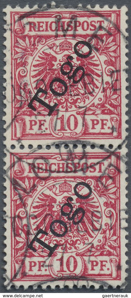 O Deutsche Kolonien - Togo: 1899, 10 Pfg. Dunkelrosa(rot) (gelblichorange Quarzend), Farbfrisches Senk - Togo