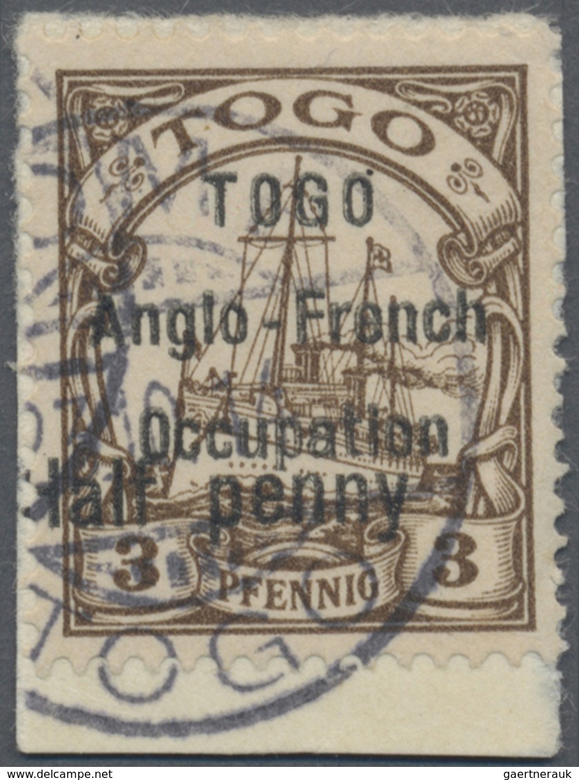 Brfst Deutsche Kolonien - Togo - Britische Besetzung: 1914. "Half Penny" Auf 3 Pfg. Braun, Type I, Abart: - Togo