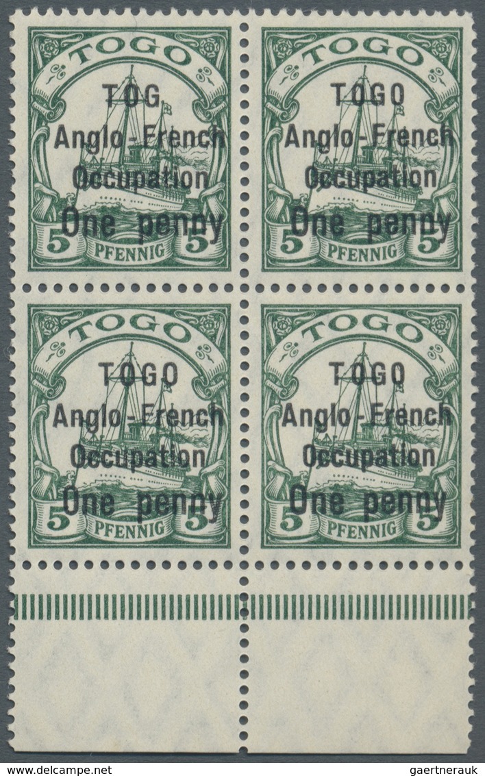 ** Deutsche Kolonien - Togo - Britische Besetzung: 1914: One Penny Auf 5Pf Dunkelgrün Mit PF „zweites O - Togo