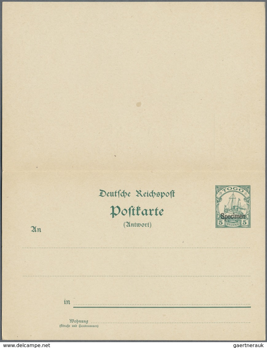 GA Deutsche Kolonien - Togo - Ganzsachen: 1900, Schiffszeichnung 5 Pf/5 Pf, Ungebr. Doppelkarte Mit Auf - Togo