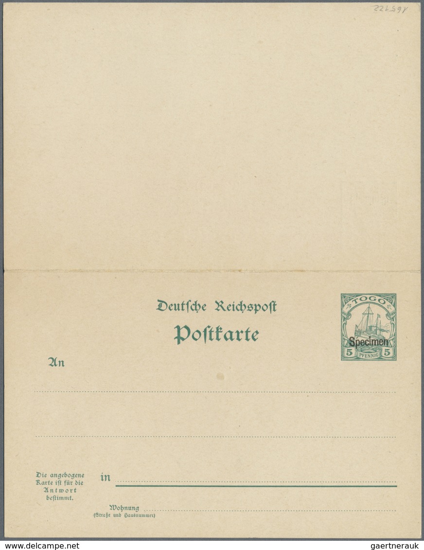 GA Deutsche Kolonien - Togo - Ganzsachen: 1900, Schiffszeichnung 5 Pf/5 Pf, Ungebr. Doppelkarte Mit Auf - Togo