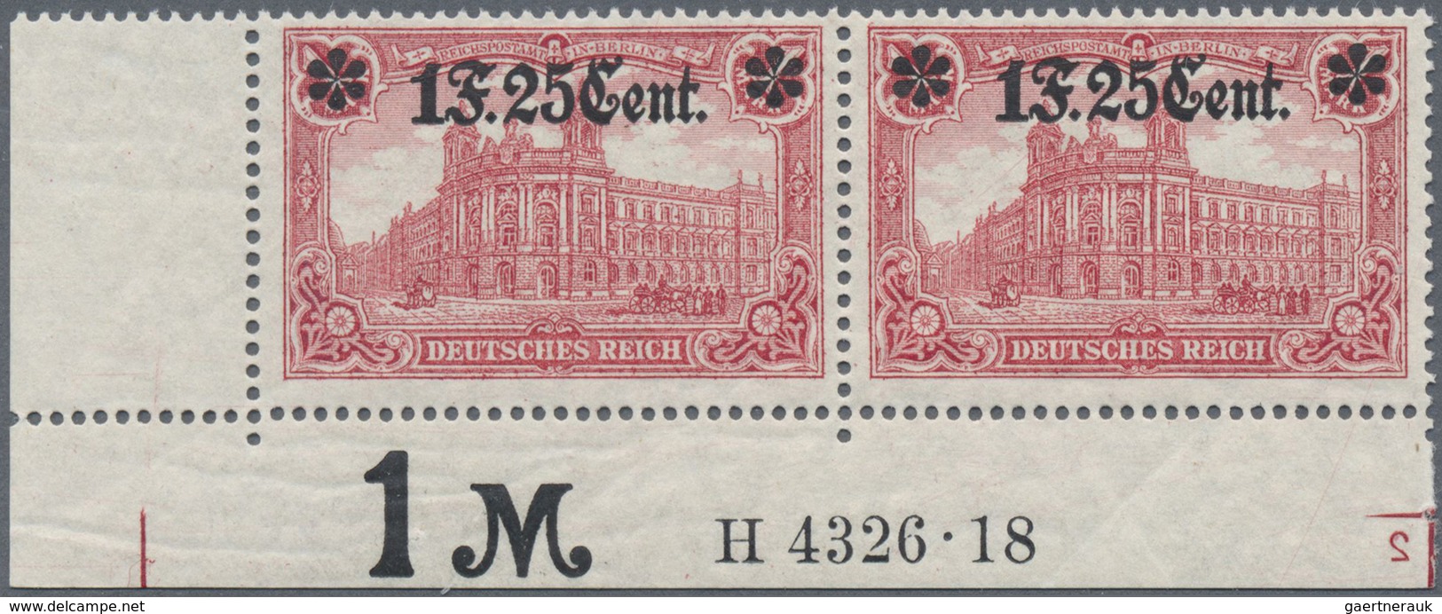 ** Deutsche Besetzung I. WK: Etappengebiet West: 1916, H.A.N. Xx, Ungefaltetes Eckrandpaar L.u. Mit H.A - Besetzungen 1914-18