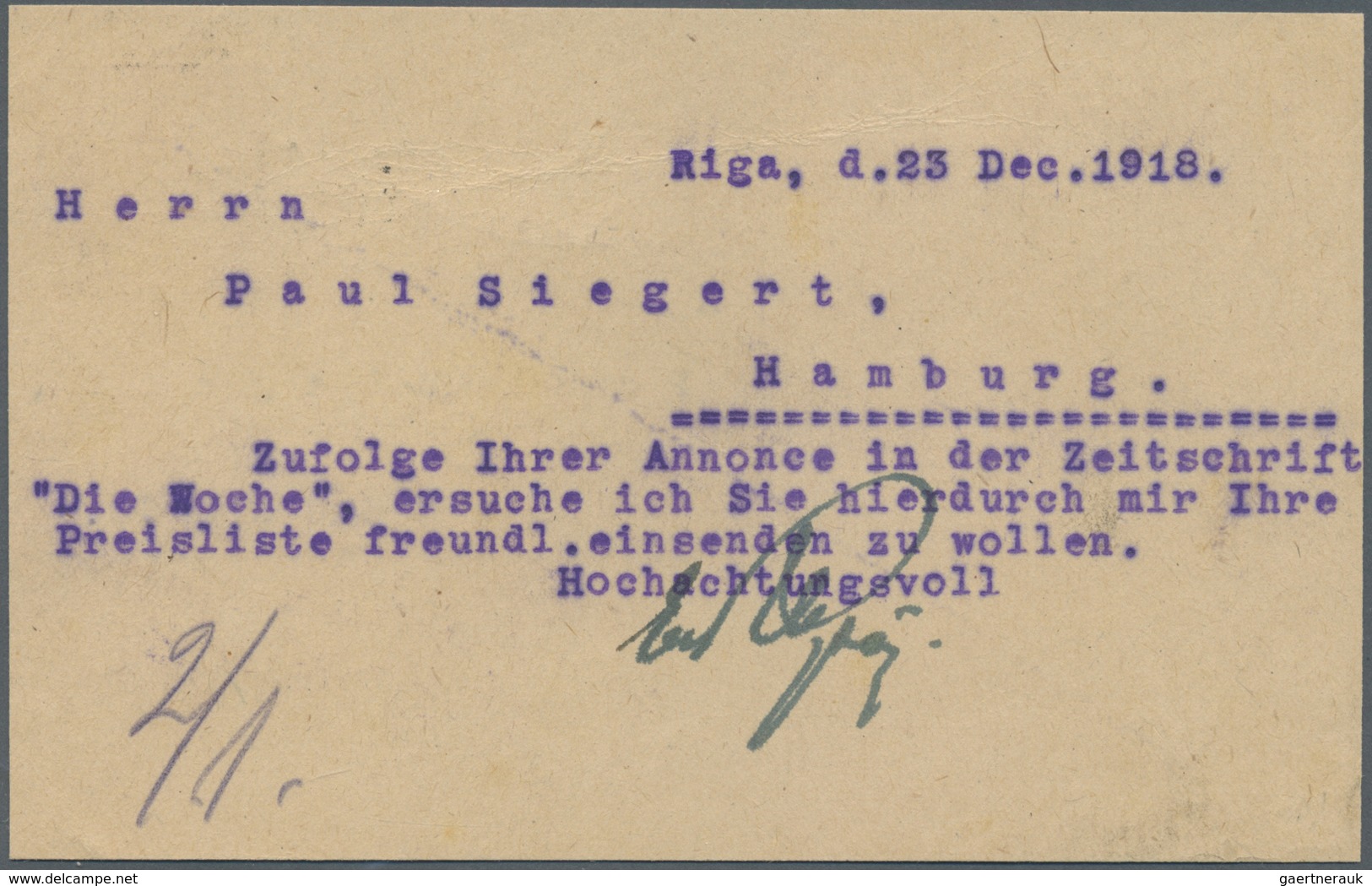 GA Deutsche Besetzung I. WK: Postgebiet Ober. Ost: 1918, 10 Pf Aufdruck-Ganzsachenkarte Mit Ra3-Überwac - Occupazione 1914 – 18