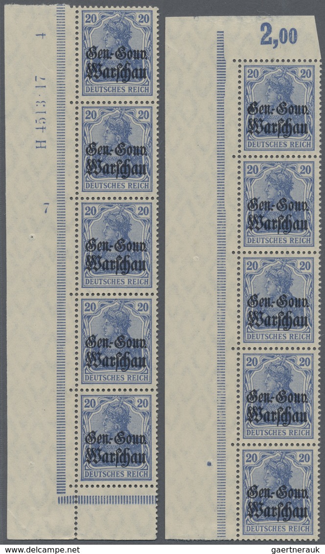 ** Deutsche Besetzung I. WK: Deutsche Post In Polen: 1916, 20 Pf Dkl'ultramarin In Zwei Senkr. Eckrand- - Besetzungen 1914-18