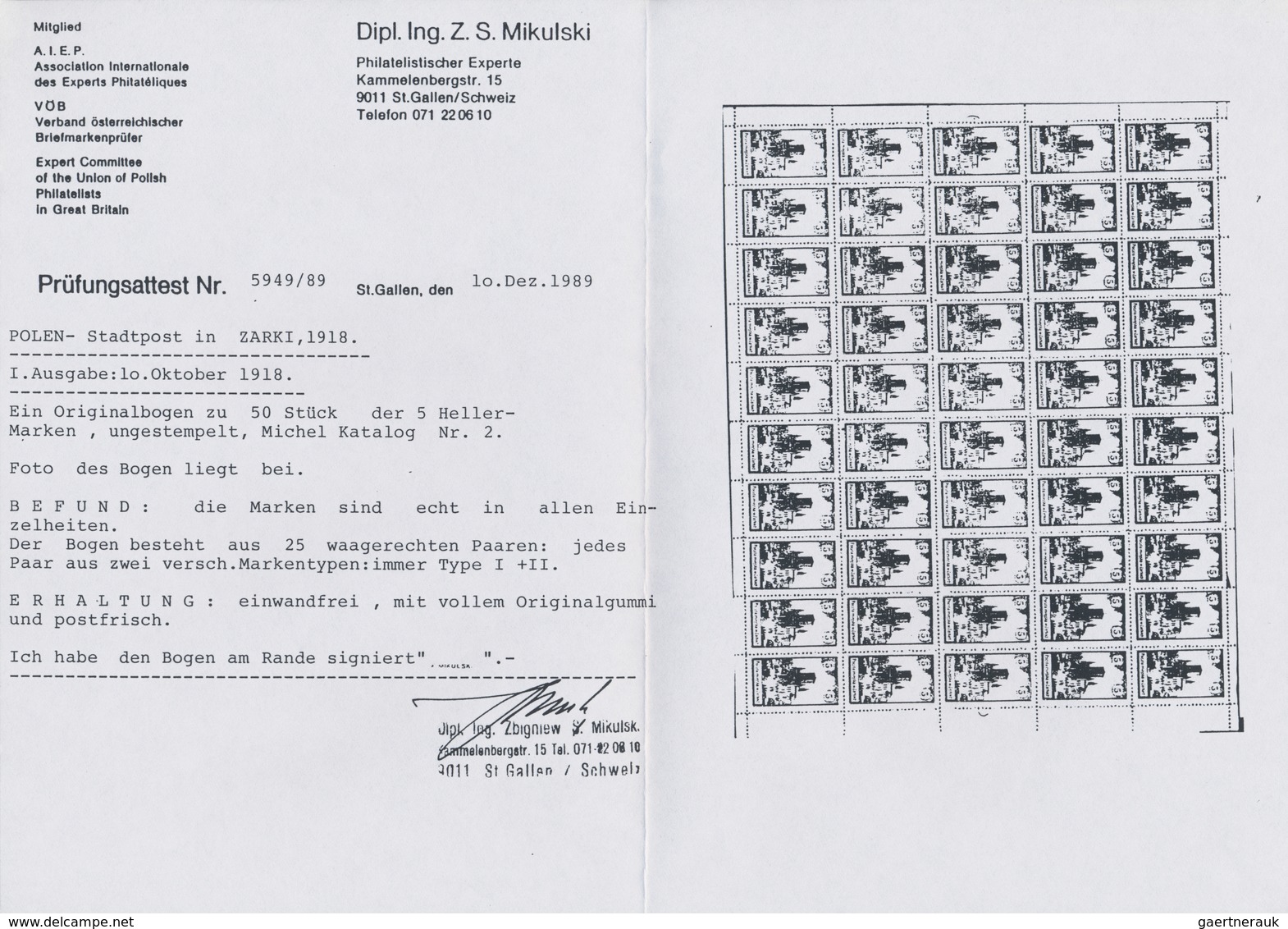 ** Deutsche Besetzung I. WK: Deutsche Post In Polen - Lokalpost: 1818, ZARKI, Stadtpost Lokalausgabe, A - Besetzungen 1914-18