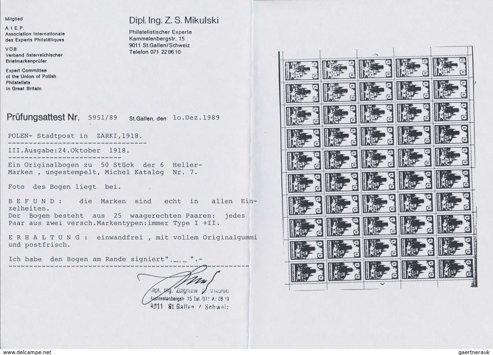 ** Deutsche Besetzung I. WK: Deutsche Post in Polen - Lokalpost: 1818, ZARKI, Stadtpost Lokalausgabe, a