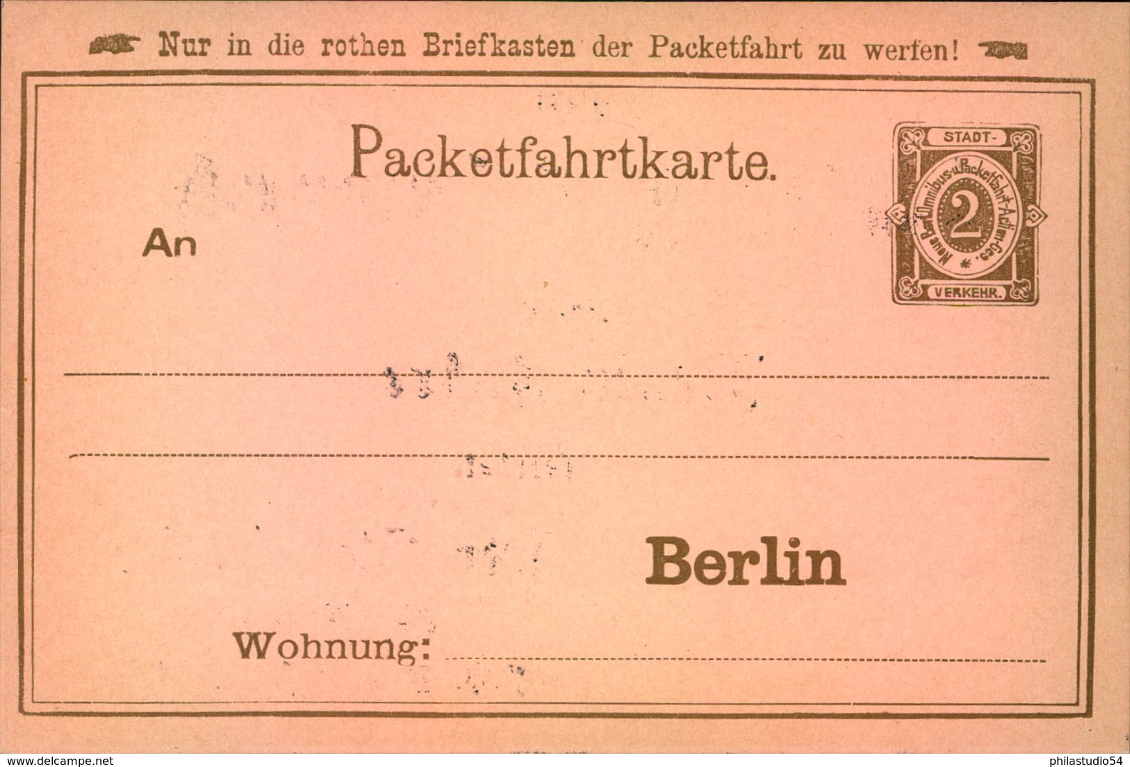 BERLIN: Packetfahrtkarte, Rückseitig Neujahrwünsche - Posta Privata & Locale