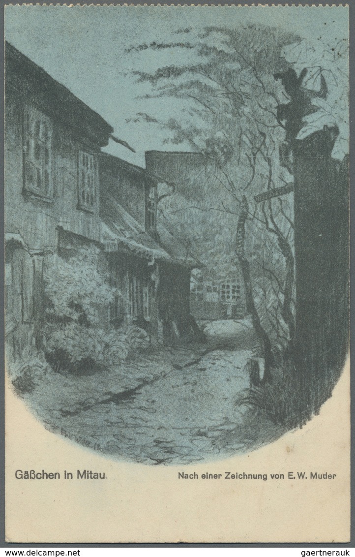 Feldpost 1. Weltkrieg: 1919, Ansichtskarte Von MITAU Mit Aptiertem Feldpoststempel (Kurland/Mitau) G - Altri & Non Classificati