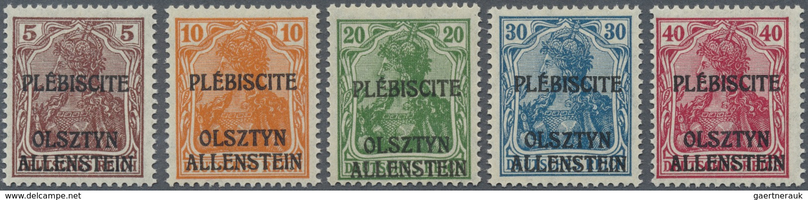 ** Deutsche Abstimmungsgebiete: Allenstein: 1920, Freimarken Germania 5 Pf - 40 Pf Mit Dreizeiligem Auf - Altri & Non Classificati