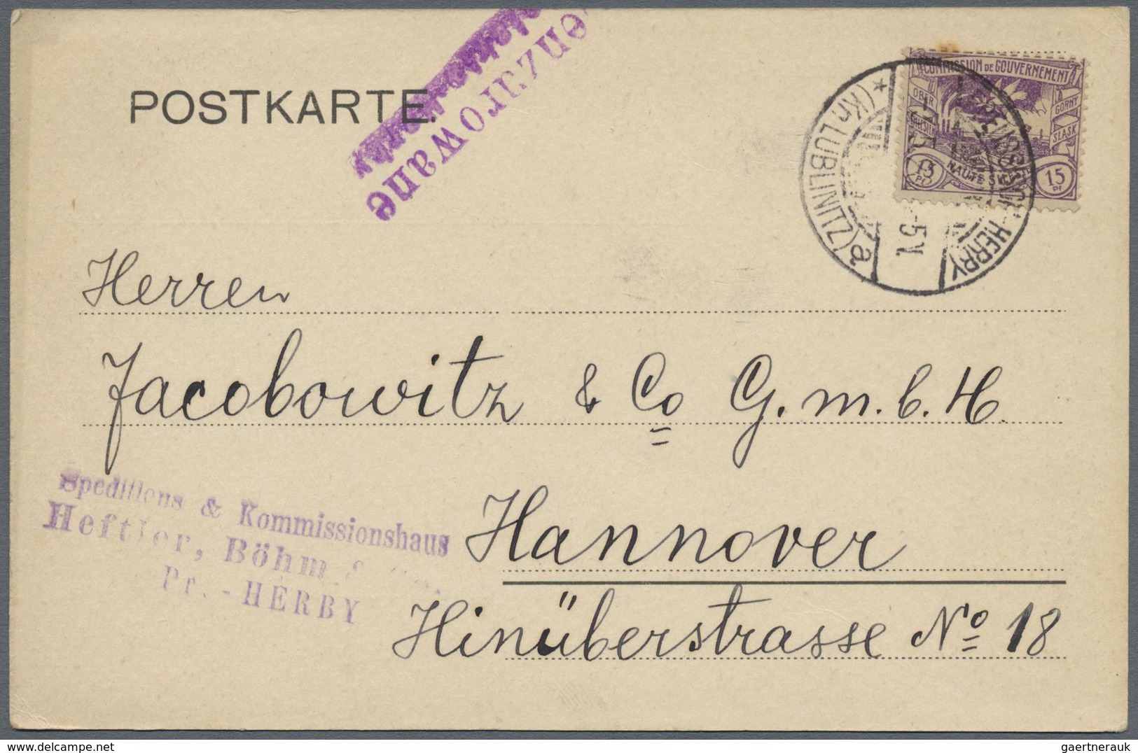 Br Deutsche Abstimmungsgebiete: Oberschlesien: 1920, 15 Pfg. Freimarke Mit Stempel "PREUSSISCH-HERRY 3. - Sonstige & Ohne Zuordnung