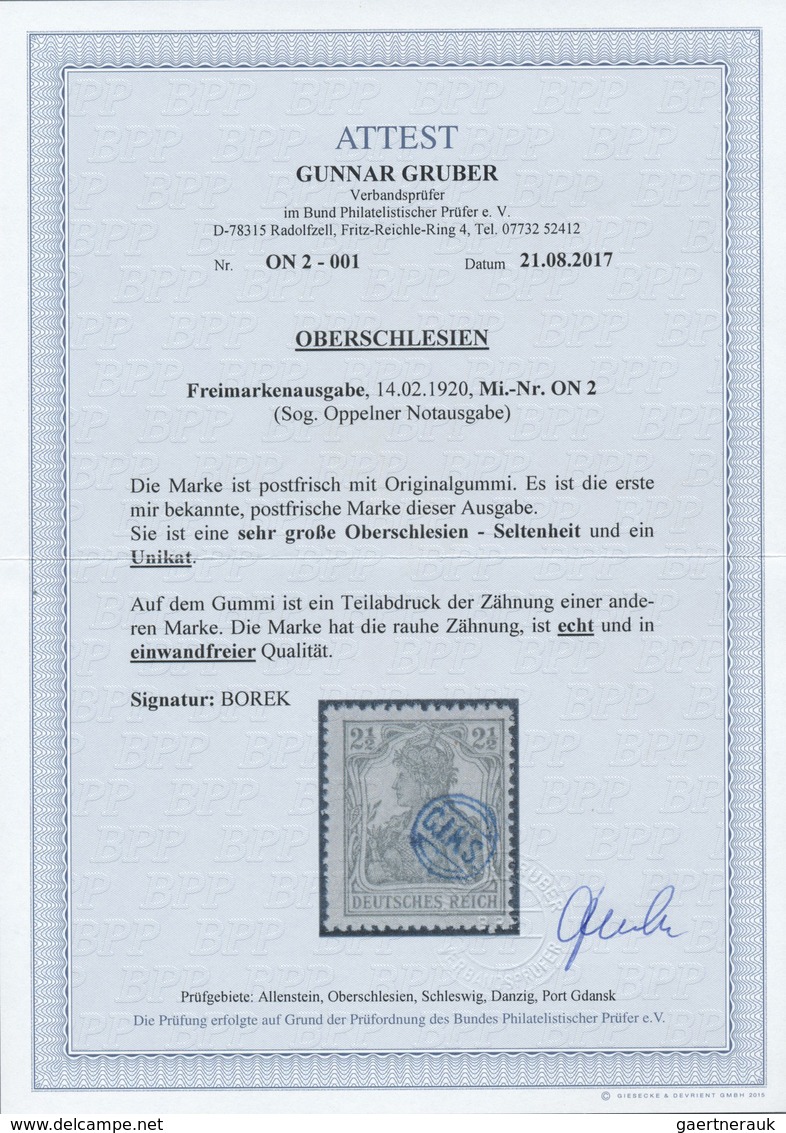 ** Deutsche Abstimmungsgebiete: Oberschlesien - Französische Besatzung: 1920, Germania 2½ Pfg. Olivgrau - Sonstige & Ohne Zuordnung