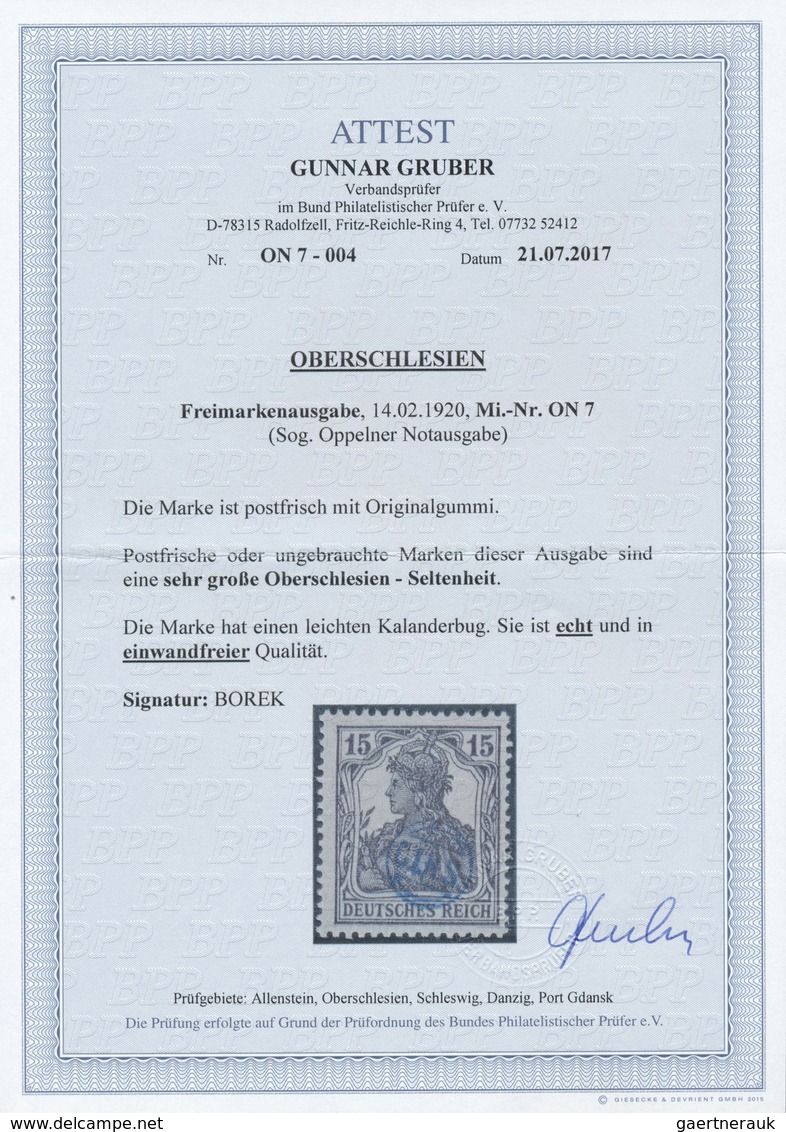 ** Deutsche Abstimmungsgebiete: Oberschlesien - Französische Besatzung: 1920, Germania 15 Pfg. Violett, - Altri & Non Classificati