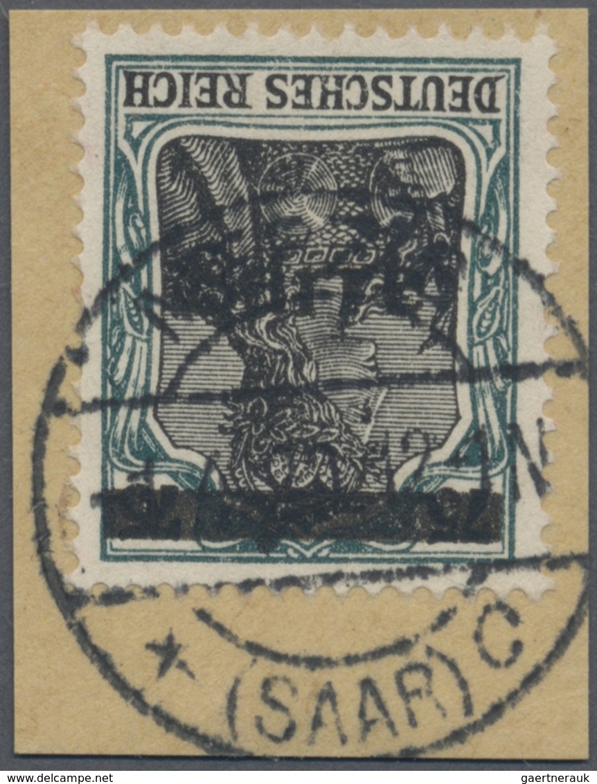 Brfst Deutsche Abstimmungsgebiete: Saargebiet: 1920, Germania 75 Pf. Sarre Mit Kopfstehendem Aufdruck Auf - Sonstige & Ohne Zuordnung