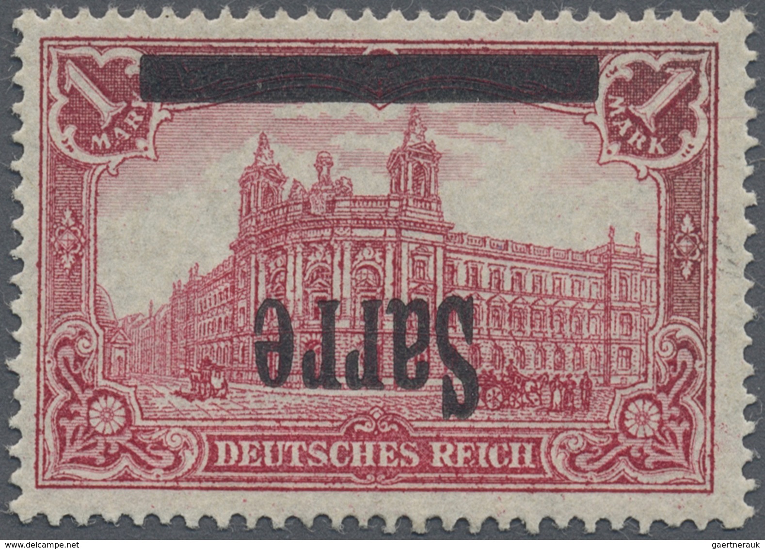 * Deutsche Abstimmungsgebiete: Saargebiet: 1920, 1 Mark Karminrot, Aufdruck Kopfstehend, Sauber Ungebr - Autres & Non Classés