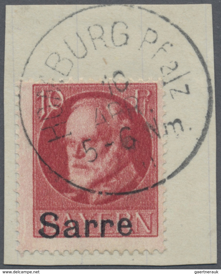 Brfst Deutsche Abstimmungsgebiete: Saargebiet: 1920, Freimarke 10 Pf Bayern Mit Verschobenem Sarre-Aufdruc - Sonstige & Ohne Zuordnung