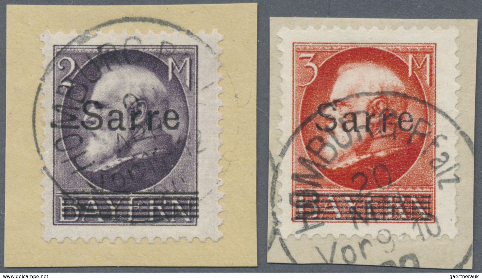 Brfst Deutsche Abstimmungsgebiete: Saargebiet: 1920, Zwei Luxus Briefstücke Mit Glasklarem Stempel, Gepr. - Altri & Non Classificati