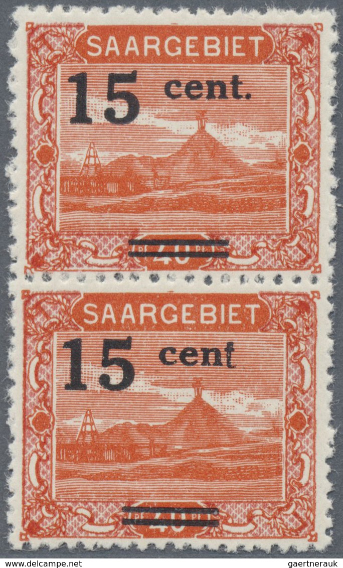 **/ Deutsche Abstimmungsgebiete: Saargebiet: 1921, Landschaftsbilder 40 Pf. Orangerot Mit AUFDRUCK '15 C - Altri & Non Classificati