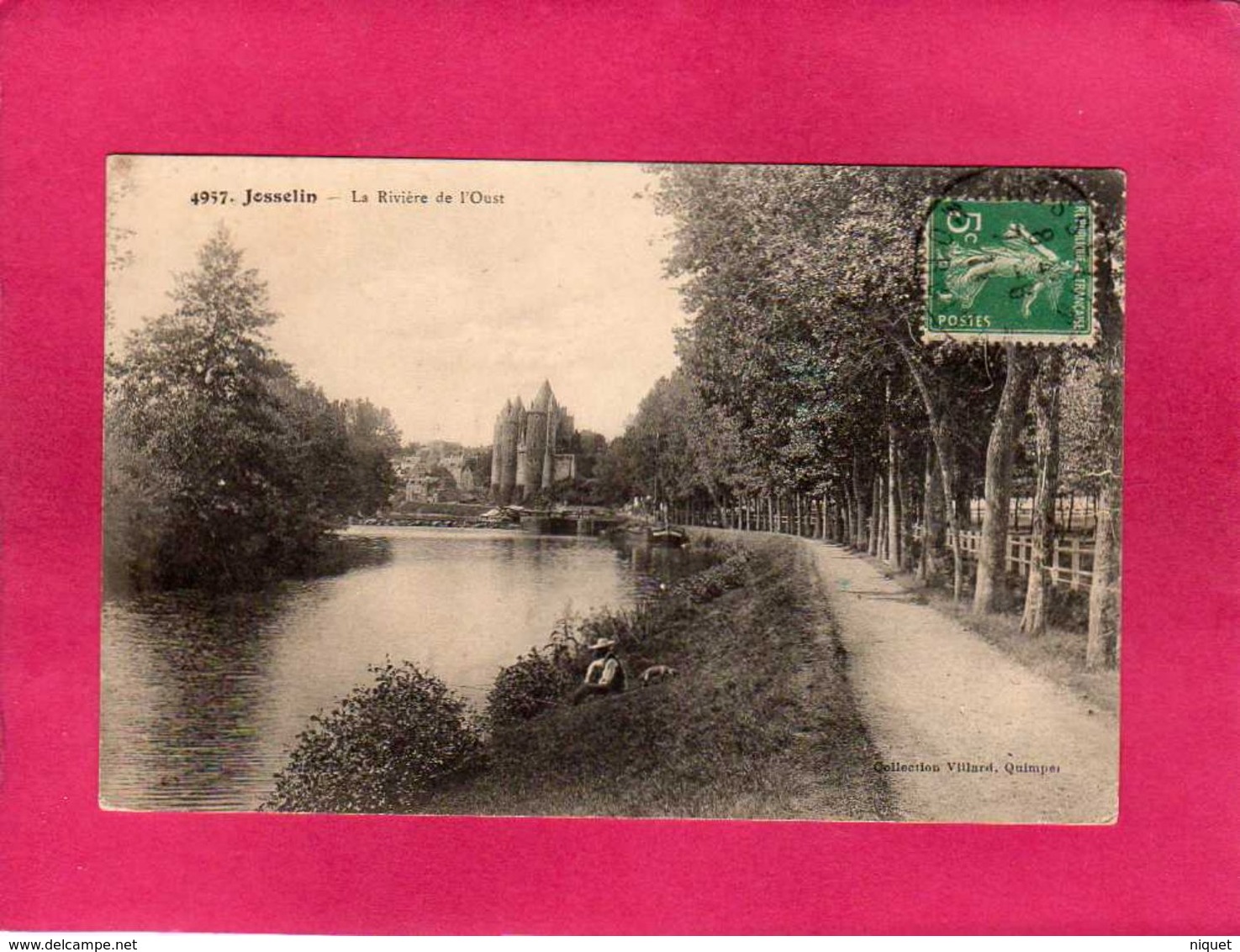 56 Morbihan, Josselin, La Rivière De L'Oust, Animée, Pêcheur, 1911, (Villard) - Josselin