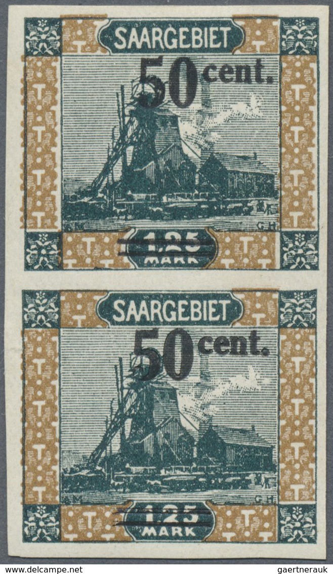 */** Deutsche Abstimmungsgebiete: Saargebiet: 1921, Landschaften '50 Cent.' Auf 1.25 Mark Grünblau/gelbbr - Sonstige & Ohne Zuordnung