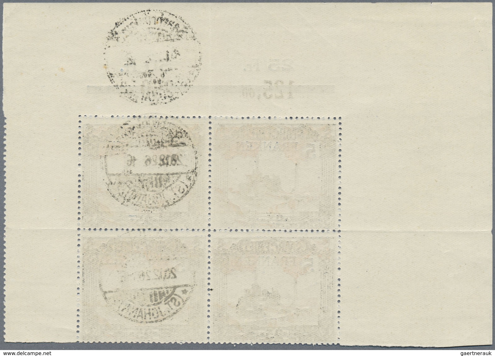 **/O Deutsche Abstimmungsgebiete: Saargebiet: 1921, Freimarke Landschaftsbilder 5 Fr Auf 25 M, Im Viererb - Autres & Non Classés