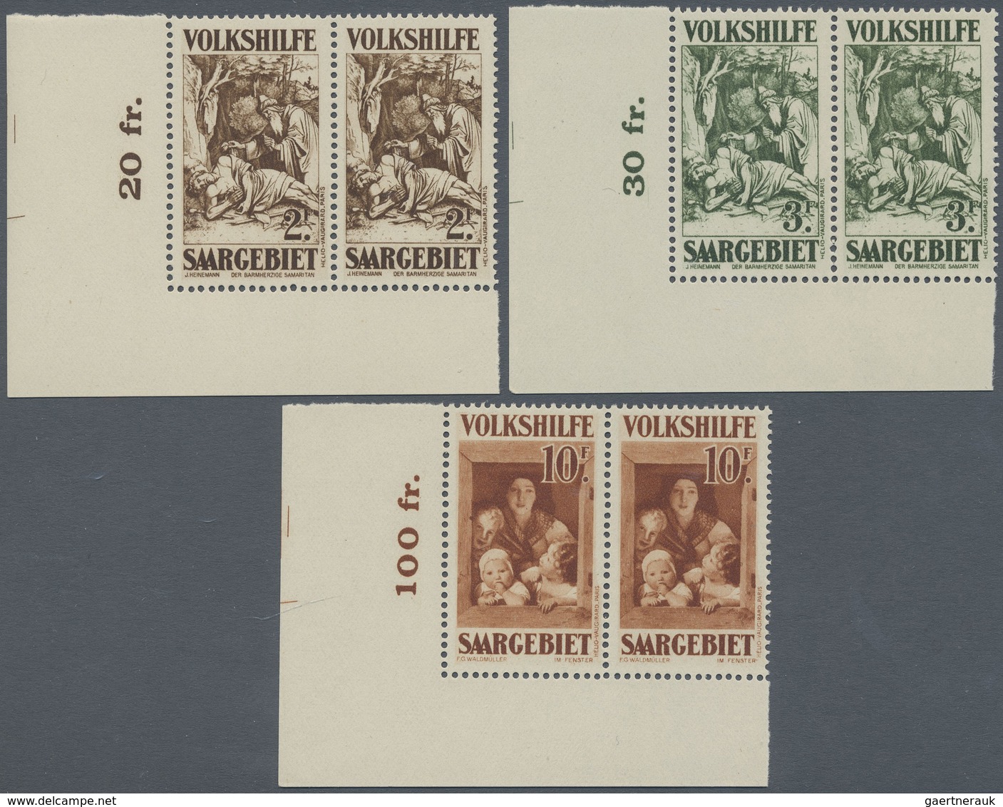 ** Deutsche Abstimmungsgebiete: Saargebiet: 1931, Volkshilfe: Gemälde (III), 7 Postfrische Eckrand-Luxu - Autres & Non Classés