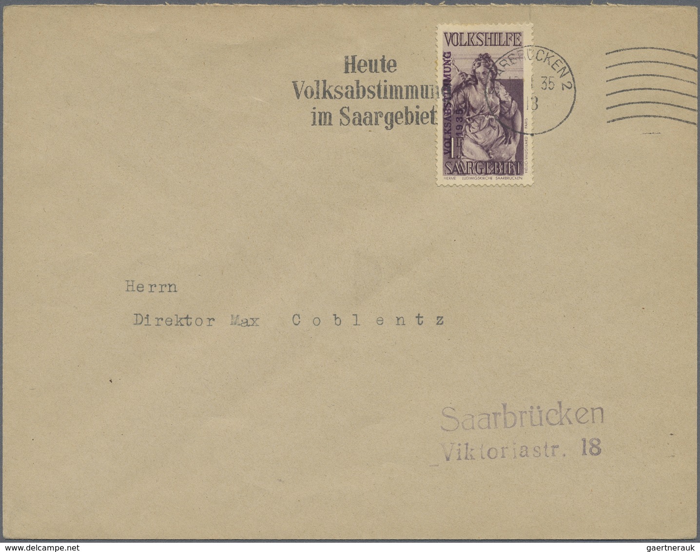 Br Deutsche Abstimmungsgebiete: Saargebiet: 1934, Volkshilfe Komplett Auf 4 R-Ortsbriefen (rücks. Ank.- - Autres & Non Classés