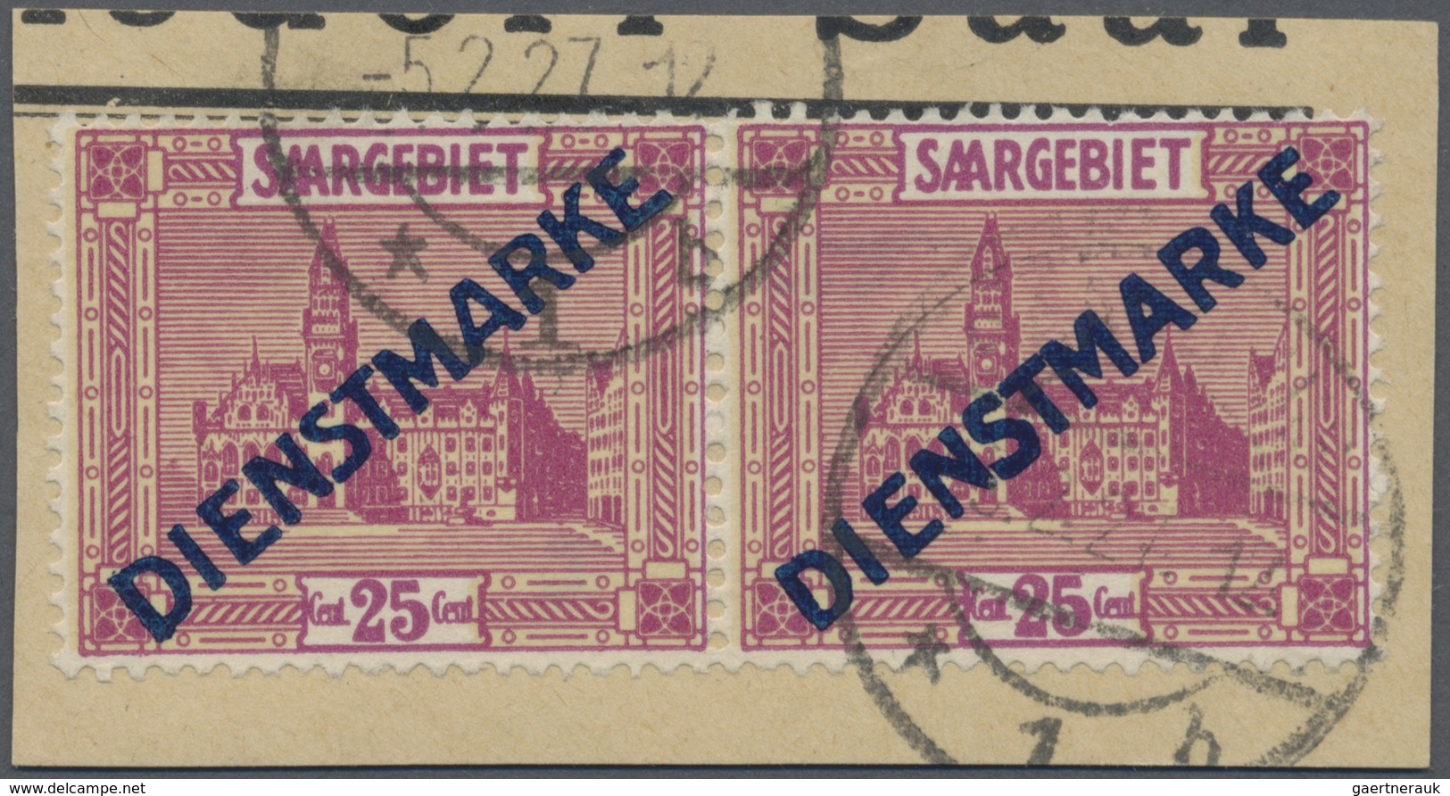 Brfst/ Deutsche Abstimmungsgebiete: Saargebiet - Dienstmarken: 1923, 25 C. Dienstmarken Als Waagerechtes Pa - Dienstmarken