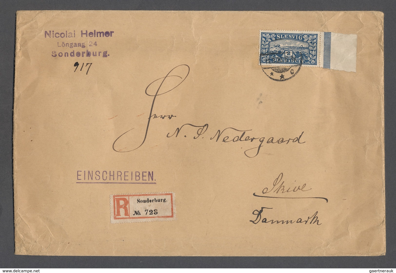 Br Deutsche Abstimmungsgebiete: Schleswig: 1920: 2 M. Rechtes Randstück, Portogerechte Einzelfrankatur - Sonstige & Ohne Zuordnung