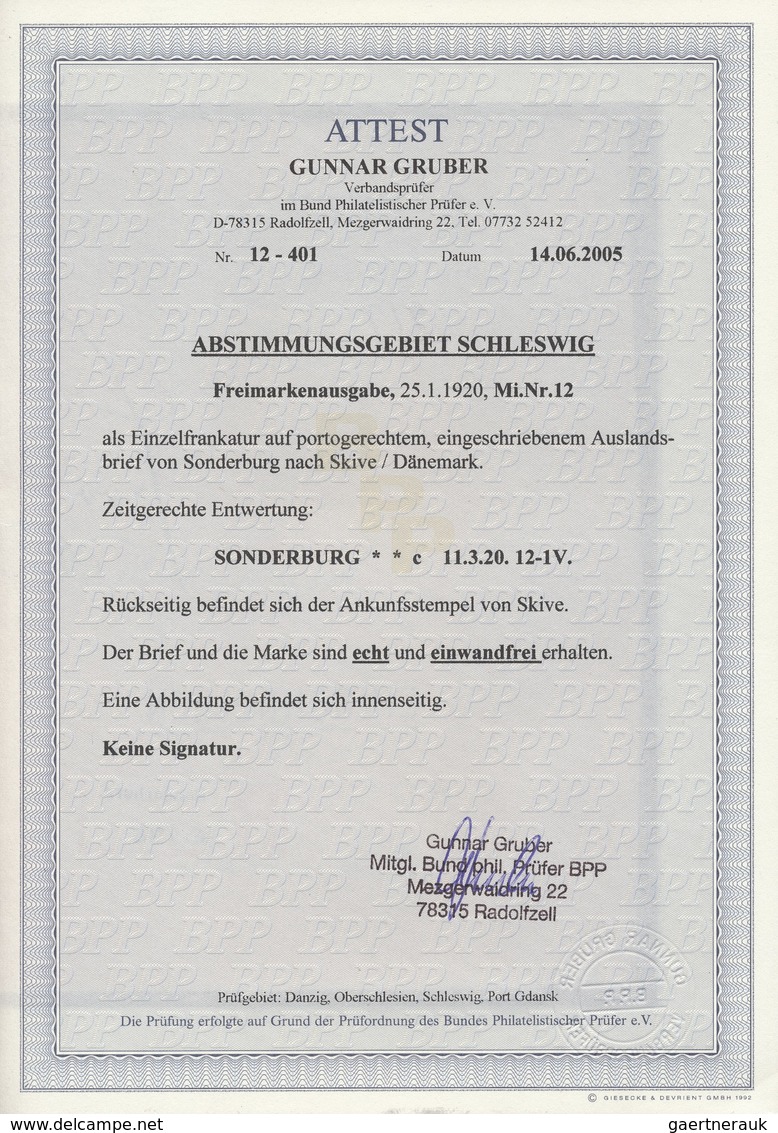 Br Deutsche Abstimmungsgebiete: Schleswig: 1920: 2 M. Rechtes Randstück, Portogerechte Einzelfrankatur - Sonstige & Ohne Zuordnung