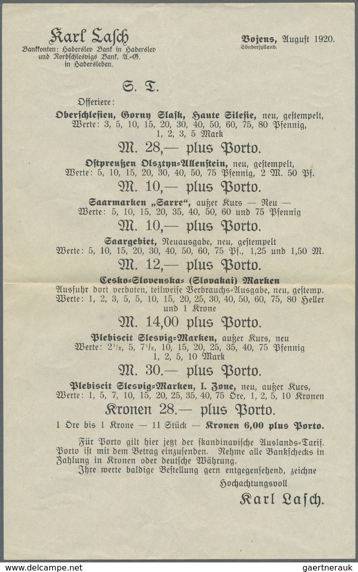 Br Deutsche Abstimmungsgebiete: Schleswig: 1920, 5 Öre Mit Aufdruck "1. Zone" Als EF Auf Auslandsdrucks - Autres & Non Classés