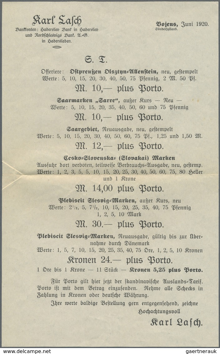 Br Deutsche Abstimmungsgebiete: Schleswig: 1920, 5 Öre Mit Aufdruck "1. Zone" Als EF Auf Auslandsdrucks - Altri & Non Classificati