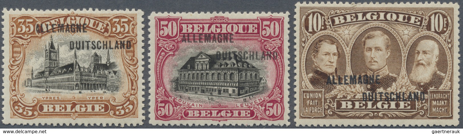 * Belgische Besetzung - Militärpost Im Rheinland: 1920, Freimarken Von Belgien 35 C, 50 C Und 10 Fr Mi - Occupazione 1914 – 18